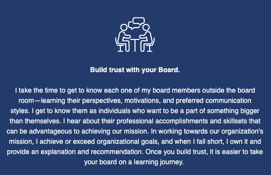 Build trust with your Board.